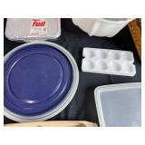 Assorted Bakeware - Mixing Bowl, Cake Pans, Muffin Pan & Woven Basket