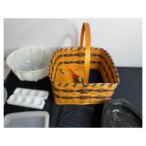 Assorted Bakeware - Mixing Bowl, Cake Pans, Muffin Pan & Woven Basket