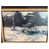 Framed Winter Scene Print - Horse-Drawn Sleigh in Snow - Silver Anniversary Edition