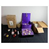 Jim Shore White Woodland Ornaments - Enesco Glass Christmas Balls in Purple Box