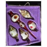 Jim Shore White Woodland Ornaments - Enesco Glass Christmas Balls in Purple Box