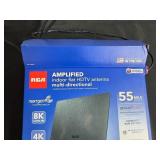 RCA 55 Mile Range Amplified Indoor HDTV Antenna - 4K/8K Ready, Built-In Stand