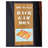 Vintage Leather Backgammon Set in Case with Dice Cups & Instruction Pamphlet