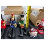 Three Nutcracker Soldiers with Christmas Ornaments & Alphabet Blocks - Holiday Decor