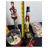 Assorted Christmas Ceramic Figurines & Glass Snow Globes - Snowmen, Santa & Nativity Scenes