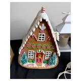 Assorted Christmas Decor - Gingerbread House, Santa Figurine & White Lanterns