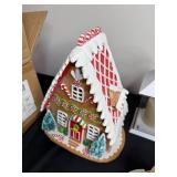 Assorted Christmas Decor - Gingerbread House, Santa Figurine & White Lanterns