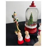 Assorted Christmas Decor - Santa Figurine, Evergreen LED Water Globe & Ornament Set