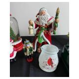 Assorted Christmas Decor - Santa Figurine, Evergreen LED Water Globe & Ornament Set