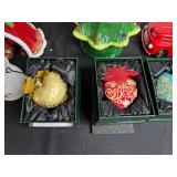 Assorted Christmas Decor - Santa Figurine, Evergreen LED Water Globe & Ornament Set