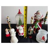 Assorted Christmas Decor - Santa Figurine, Evergreen LED Water Globe & Ornament Set