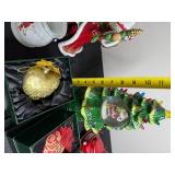 Assorted Christmas Decor - Santa Figurine, Evergreen LED Water Globe & Ornament Set