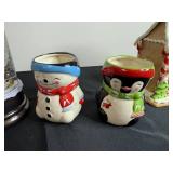 Assorted Christmas Decor - Snow Globes, Snowman Mugs & Gingerbread House