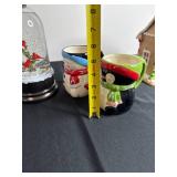 Assorted Christmas Decor - Snow Globes, Snowman Mugs & Gingerbread House