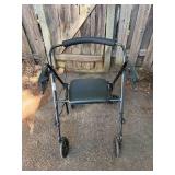 Four-Wheel Rollator Walker with Seat and Padded Backrest