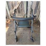 Four-Wheel Rollator Walker with Seat and Padded Backrest