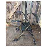 Four-Wheel Rollator Walker with Seat and Padded Backrest