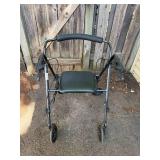 Four-Wheel Rollator Walker with Seat and Padded Backrest
