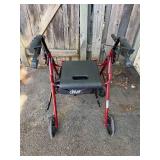 Drive Medical 4-Wheel Rollator Walker with Seat - Under-Seat Bag