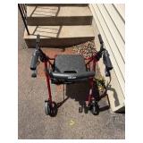 Drive Medical 4-Wheel Rollator Walker with Seat - Under-Seat Bag