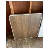 Pair of Vintage Folding Tables - Wood Grain & White Laminate Tops with Aluminum Edges