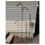 Assorted Metal Garden Art - Curved Hook Stakes & Sunburst Yard Sculpture