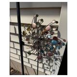 Assorted Metal Garden Art - Curved Hook Stakes & Sunburst Yard Sculpture