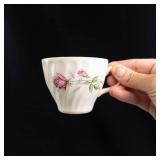 Scio Dorset Porcelain Dinnerware Set - Pink Rose on White with Platinum Trim-**NO SHIPPING**
