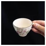 Scio Dorset Porcelain Dinnerware Set - Pink Rose on White with Platinum Trim-**NO SHIPPING**