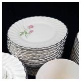 Scio Dorset Porcelain Dinnerware Set - Pink Rose on White with Platinum Trim-**NO SHIPPING**