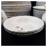 Scio Dorset Porcelain Dinnerware Set - Pink Rose on White with Platinum Trim-**NO SHIPPING**