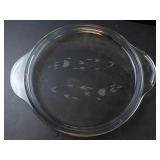 Princess House Crystal Heritage Covered Casserole Dish with Etched Leaf Pattern
