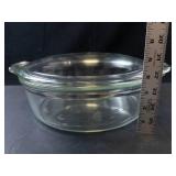 Princess House Crystal Heritage Covered Casserole Dish with Etched Leaf Pattern