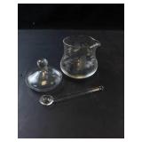 Princess House Etched Condiment Jar with Lid and Glass Spoon