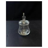 Princess House Vintage Etched Condiment Jar with Lid and Glass Spoon