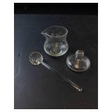 Princess House Vintage Etched Condiment Jar with Lid and Glass Spoon