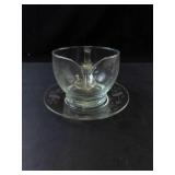 Princess House Heritage Etched Crystal Gravy Boat with Saucer and Ladle