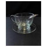 Princess House Heritage Etched Crystal Gravy Boat with Saucer and Ladle