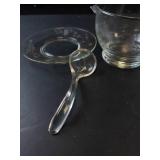 Princess House Heritage Etched Crystal Gravy Boat with Saucer and Ladle