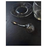 Princess House Heritage Etched Crystal Gravy Boat with Saucer and Ladle