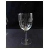 Princess House Heritage Crystal Wine Glasses - Set of 4 with Etched Floral Pattern