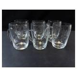 Princess House Heritage Crystal Etched Glass Mugs (Set of 6)