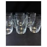 Princess House Heritage Crystal Etched Glass Mugs (Set of 6)