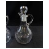 Set of Princess House Heritage Crystal Glass Cruets with Stoppers - Etched Floral Motif