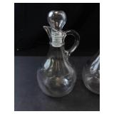 Set of Princess House Heritage Crystal Glass Cruets with Stoppers - Etched Floral Motif