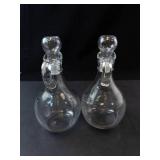 Set of Princess House Heritage Crystal Glass Cruets with Stoppers - Etched Floral Motif
