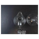 Set of Princess House Heritage Crystal Glass Cruets with Stoppers - Etched Floral Motif