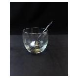 Princess House Etched Glass Condiment Bowls with Spoons (Lot of 2)