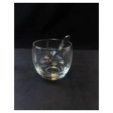Princess House Etched Glass Condiment Bowls with Spoons (Lot of 2)