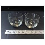 Princess House Etched Glass Condiment Bowls with Spoons (Lot of 2)